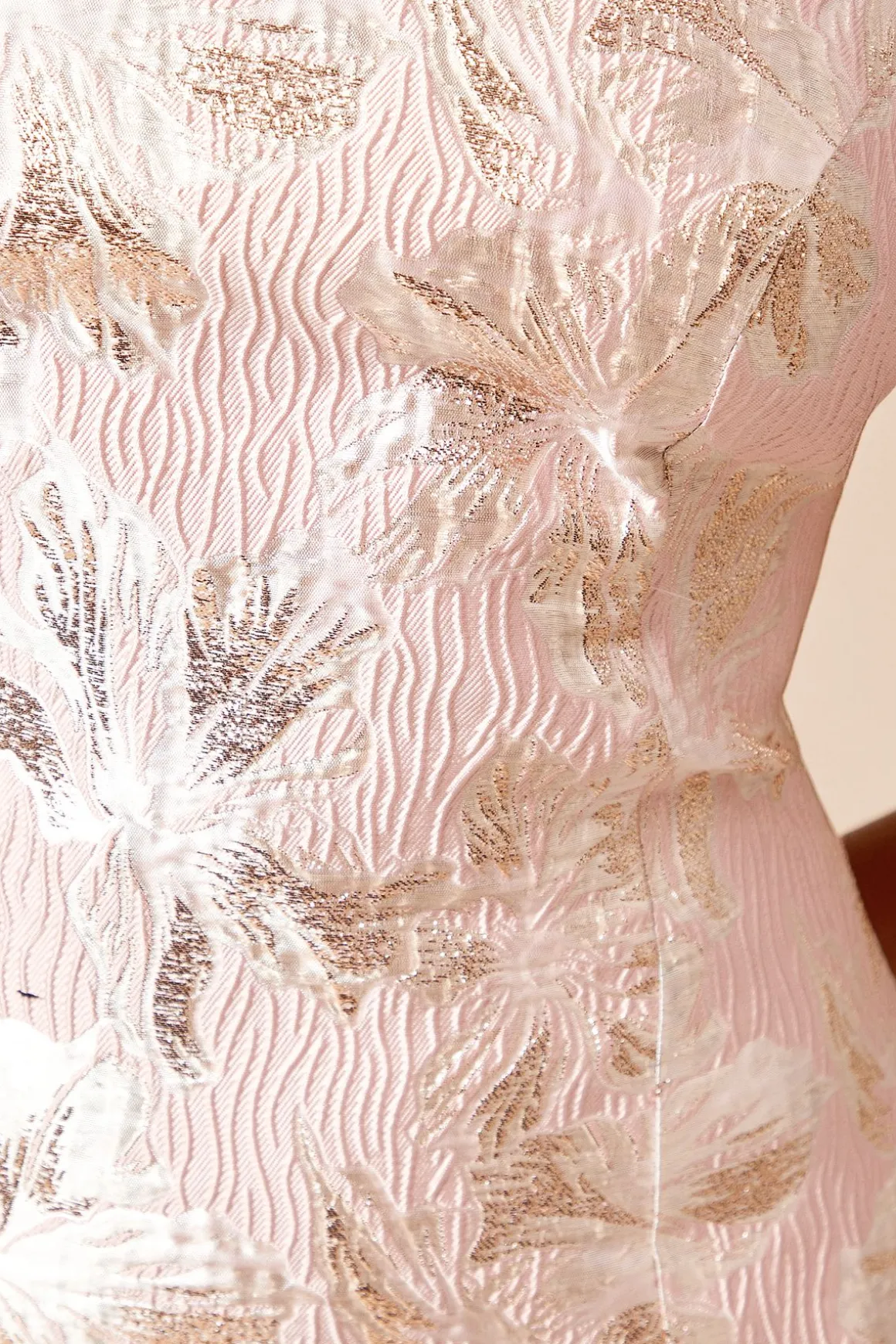 Robe Midi Jacquard DP Luxe Petite à Nœud sur l'Épaule
