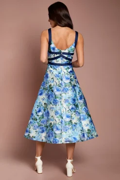 Robe Midi À Jacquard Floral Et Devant Croisé
