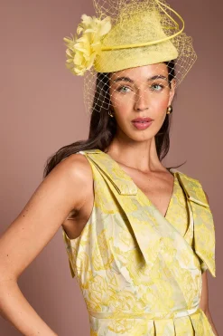 Robe Midi Jacquard Lisa À Épaules Ornées De Nœuds Coloris Tan