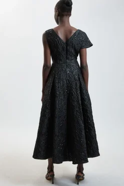 KarenMillen Robe Midi Jacquard À Manche Asymétrique<Femme Toutes Les Robes|Robes Mi-Longues