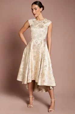 Coast Robe Midi Jacquard à Manches Courtes et Ourlet Asymétrique<Femme Robes Mi-Longues|Robes