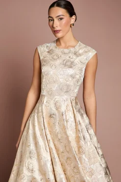 Coast Robe Midi Jacquard à Manches Courtes et Ourlet Asymétrique<Femme Robes Mi-Longues|Robes