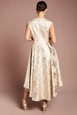 Coast Robe Midi Jacquard à Manches Courtes et Ourlet Asymétrique<Femme Robes Mi-Longues|Robes