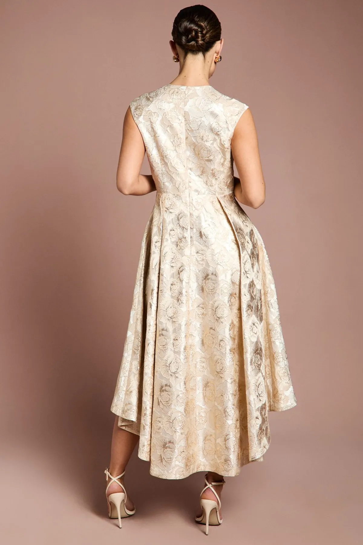 Coast Robe Midi Jacquard à Manches Courtes et Ourlet Asymétrique<Femme Robes Mi-Longues|Robes