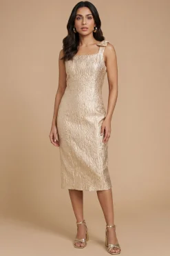 Robe Midi Jacquard À Nœud Sur L'épaule Petite Dp Luxe