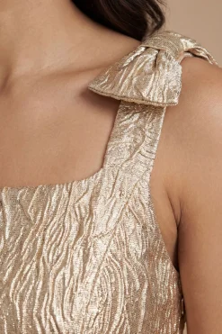 Robe Midi Jacquard À Nœud Sur L'épaule Petite Dp Luxe