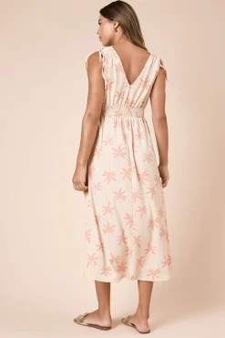 Dorothy Perkins Robe Midi Jersey Crème à Motif Palmiers avec Liens aux Épaules et Taille Froncée<Femme Robes|Robes Mi-Longues