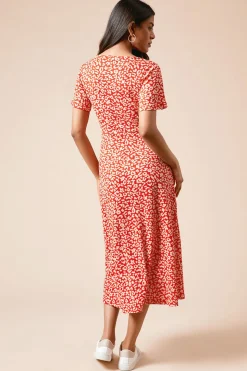 Robe Midi Jersey à Motif Animal et Devant Croisé Petite