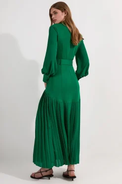 KarenMillen Robe midi Jersey Ponte Georgette Mix<Femme Robes Mi-Longues|Robes À Manches Longues