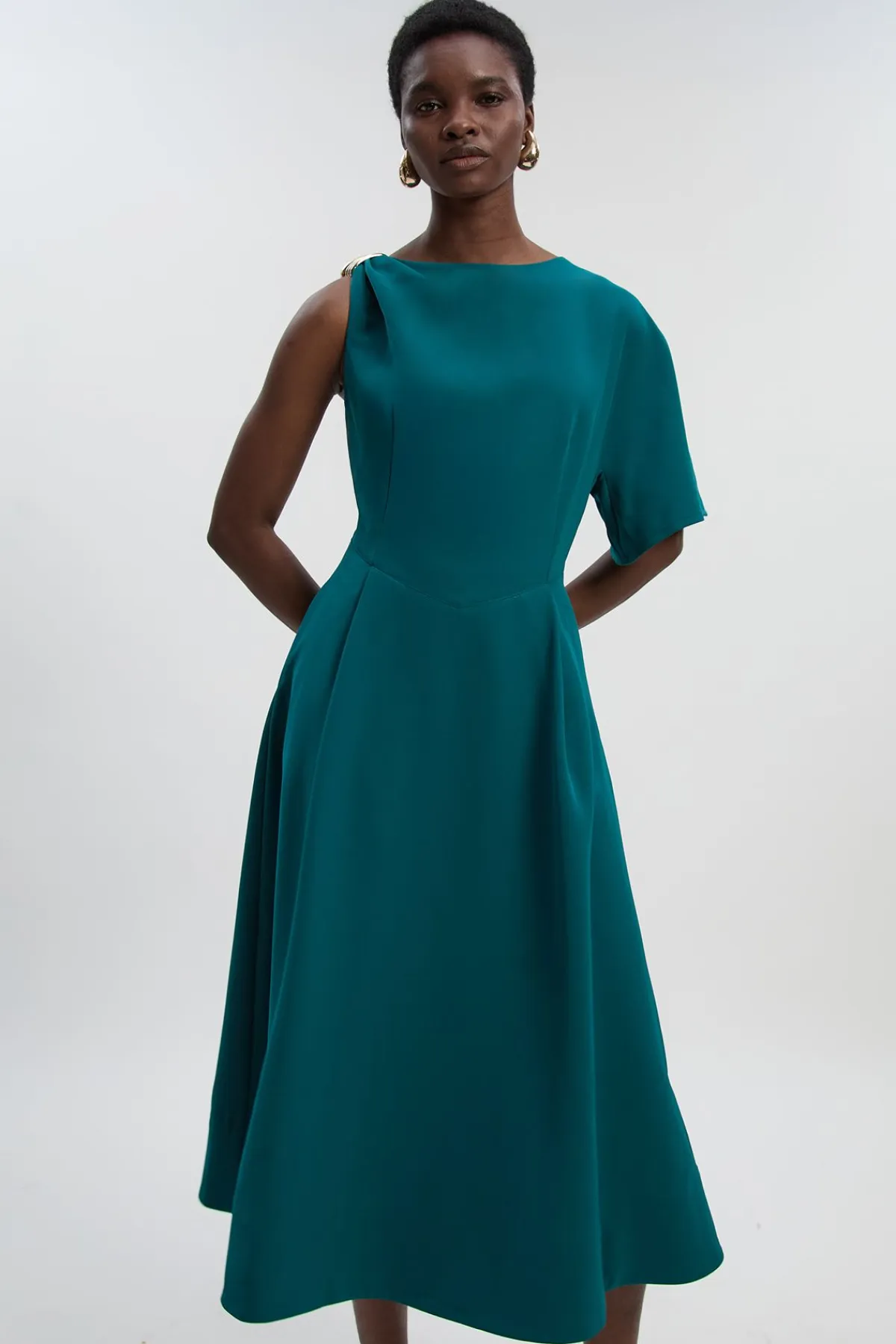 KarenMillen Robe Midi à Jupe Ample avec Détails de Finition Tailleur Souple<Femme Tailleurs|Robes Mi-Longues