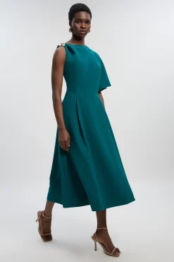 KarenMillen Robe Midi à Jupe Ample avec Détails de Finition Tailleur Souple<Femme Tailleurs|Robes Mi-Longues
