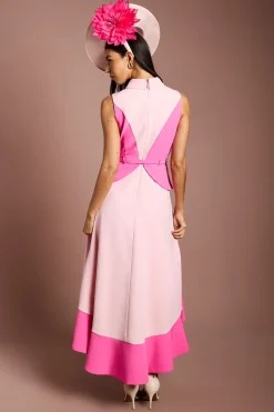 Coast Robe Midi Lisa En Crêpe À Blocs De Couleur Tan<Femme Robes|Robes Mi-Longues
