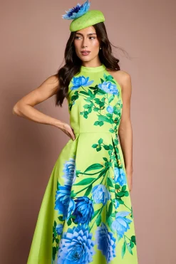 Coast Robe Midi Lisa À Imprimé Floral Avec Col Licou Beige<Femme Toutes Les Robes|Robes