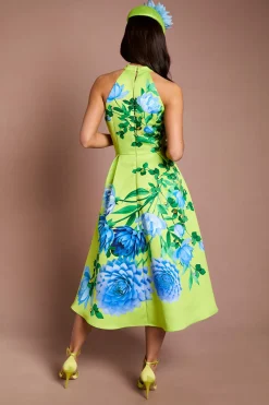 Coast Robe Midi Lisa À Imprimé Floral Avec Col Licou Beige<Femme Toutes Les Robes|Robes