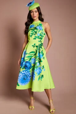 Coast Robe Midi Lisa À Imprimé Floral Avec Col Licou Beige<Femme Toutes Les Robes|Robes