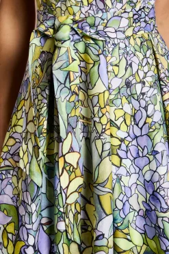 Coast Robe Midi Lisa À Jupe Ample Et Imprimé Floral Beige<Femme Robes|Robes Mi-Longues