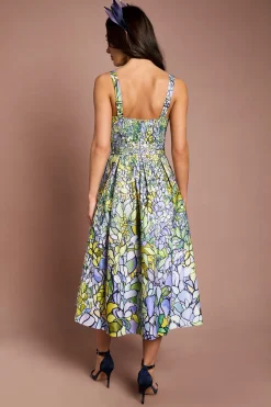 Coast Robe Midi Lisa À Jupe Ample Et Imprimé Floral Beige<Femme Robes|Robes Mi-Longues