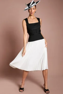 Coast Robe Midi Lisa Tan À Basque Avec Corsage Bandage Et Jupe Plissée En Georgette<Femme Robes|Robes Mi-Longues