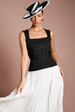 Coast Robe Midi Lisa Tan À Basque Avec Corsage Bandage Et Jupe Plissée En Georgette<Femme Robes|Robes Mi-Longues
