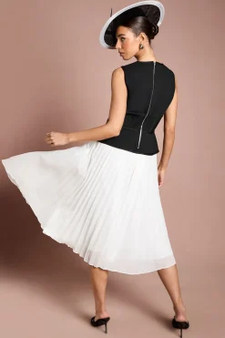 Coast Robe Midi Lisa Tan À Basque Avec Corsage Bandage Et Jupe Plissée En Georgette<Femme Robes|Robes Mi-Longues