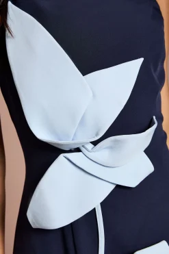 Robe Midi Lisa Tan Col Montant À Motif Floral Placé