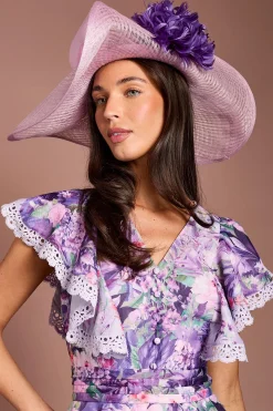 Robe Midi Lisa Tan À Col V Et Volants Aux Épaules