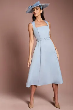 Coast Robe Midi Lisa Tan en Crêpe Ajustée<Femme Toutes Les Robes|Robes Mi-Longues