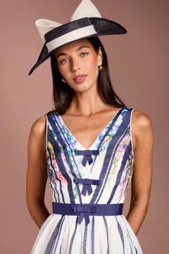 Robe Midi Lisa Tan En Organza Imprimé Avec Détail Nœud