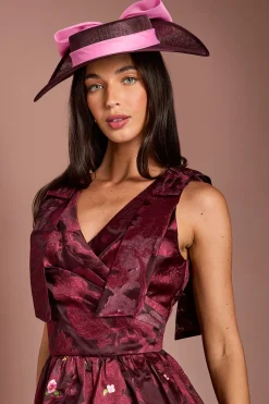 Robe Midi Lisa Tan En Organza Jacquard Imprimé Avec Haut Cache-cœur Et Nœud Aux Épaules