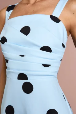 Robe Midi Lisa Tan À Imprimé À Pois Avec Détail Plissé Et Jupe Ample