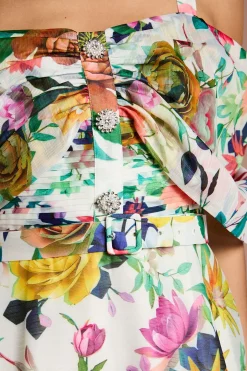Robe Midi Lisa Tan À Jupe Ample Et Col Bardot