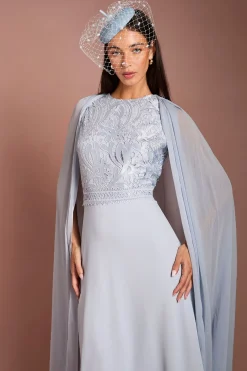 Robe Midi Lisa Tan À Manches Cape En Dentelle