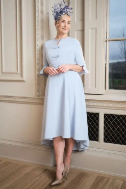 Coast Robe Midi Lisa Tan Satinée Asymétrique avec Détail Nœud<Femme Robes Mi-Longues|Satin Et Dentelle