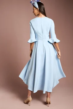 Coast Robe Midi Lisa Tan Satinée Asymétrique avec Détail Nœud<Femme Robes Mi-Longues|Satin Et Dentelle