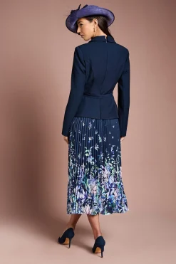 Robe Midi Lisa Tan Veste Cintrée Avec Jupe Plissée
