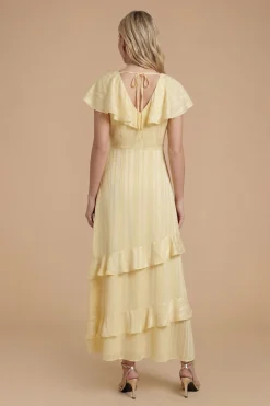 Robe Midi Luxe Dp À Volants Cape