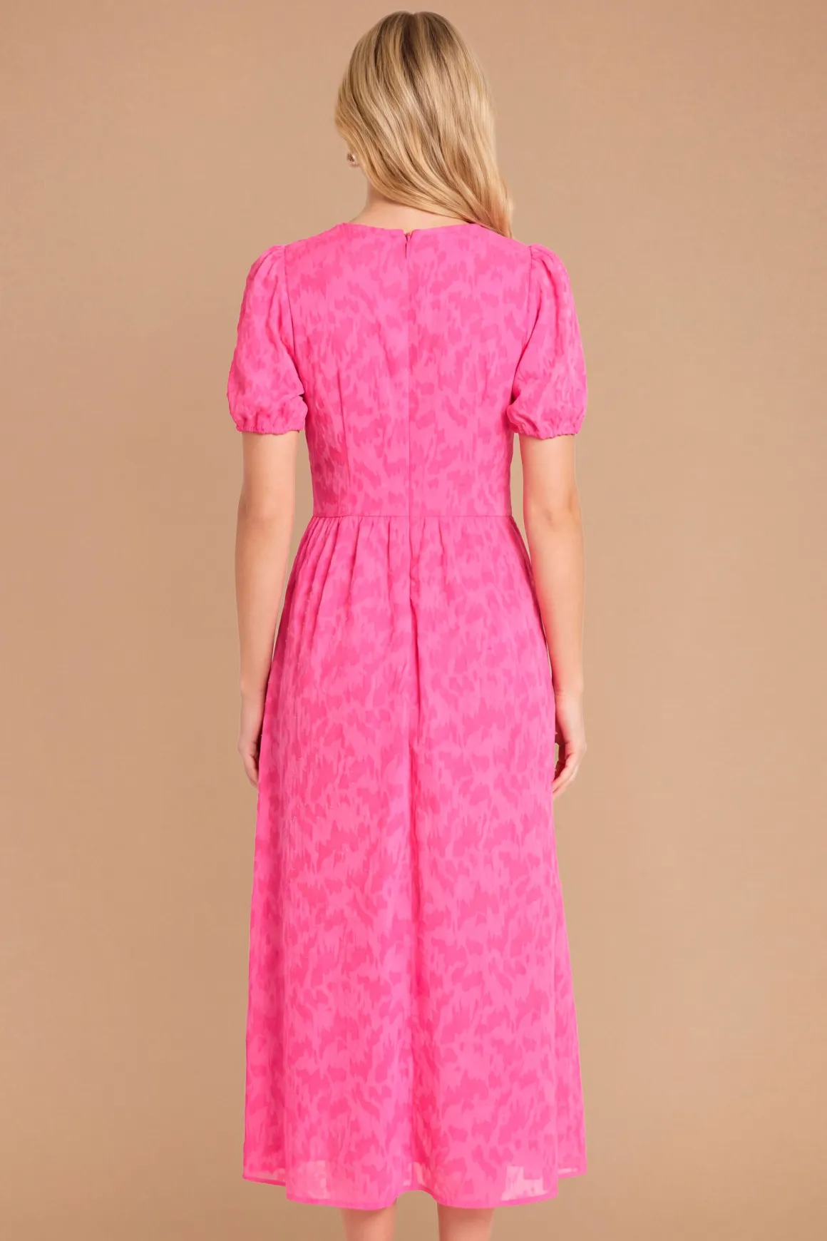 Robe Midi Luxe En Jacquard À Manches Bouffantes Dp
