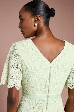 Robe Midi à Manches Ange en Dentelle