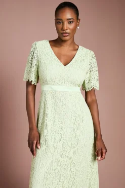 Robe Midi à Manches Ange en Dentelle