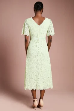 Robe Midi à Manches Ange en Dentelle