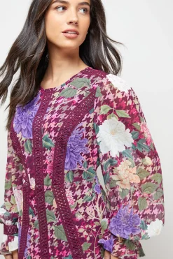 Oasis Robe Midi à Manches Ballon avec Détails en Dentelle et Ourlet Asymétrique<Femme Toutes Les Robes|Robes Mi-Longues