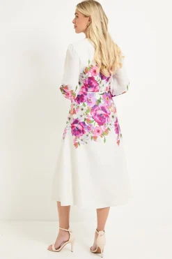 Wallis Robe Midi À Manches Ballon Et Imprimé Floral Petite<Femme Robes|Robes Mi-Longues