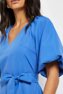 Robe Midi À Manches Bouffantes Avec Finitions En Dentelle