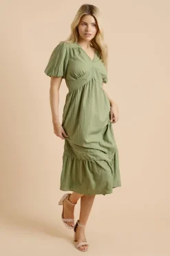 Dorothy Perkins Robe Midi À Manches Bouffantes Avec Détails De Finition<Femme Toutes Les Robes|Robes D’Automne