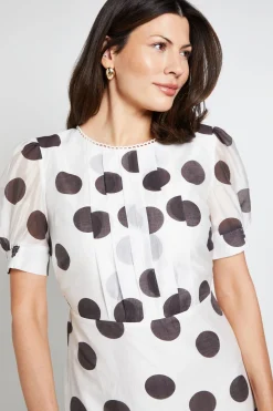 Robe Midi À Manches Bouffantes Avec Détails Plissés