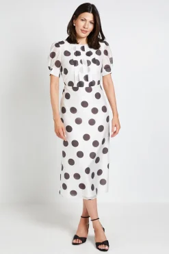 Robe Midi À Manches Bouffantes Avec Détails Plissés