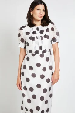 Robe Midi À Manches Bouffantes Avec Détails Plissés