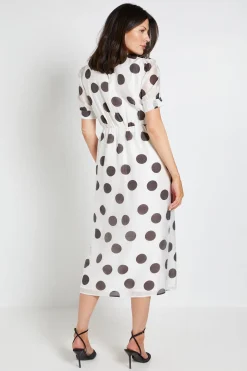 Robe Midi À Manches Bouffantes Avec Détails Plissés