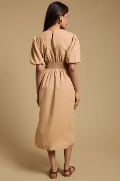 Dorothy Perkins Robe Midi À Manches Bouffantes Et Détail Nœud À La Taille Petite<Femme Robes|Robes Mi-Longues
