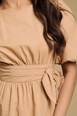 Dorothy Perkins Robe Midi À Manches Bouffantes Et Détail Nœud À La Taille Petite<Femme Robes|Robes Mi-Longues